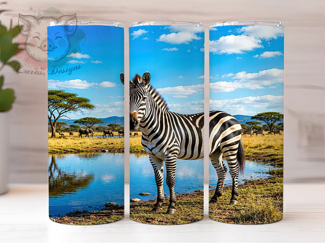 Majestic Zebra Wildlife 20oz Tumbler Wrap, Standing Proudly, Wildlife Design, Zebra Art, Nature Inspired, 20oz Tumbler Wrap, Sublimation PNG Sublimation Lara' s Designs 