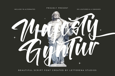 Majesty Gyntur - Beautiful Script Font Font Letterena Studios 