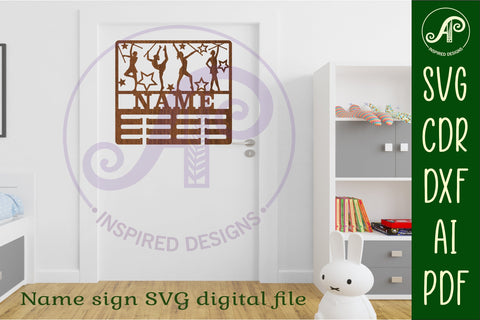 Majorette medal holder Name svg laser cut SVG APInspireddesigns 