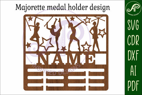 Majorette medal holder Name svg laser cut SVG APInspireddesigns 