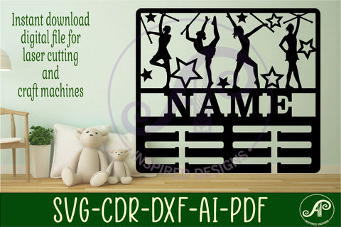 Majorette medal holder Name svg laser cut SVG APInspireddesigns 