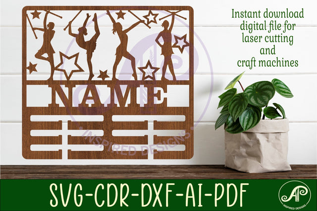 Majorette medal holder Name svg laser cut SVG APInspireddesigns 