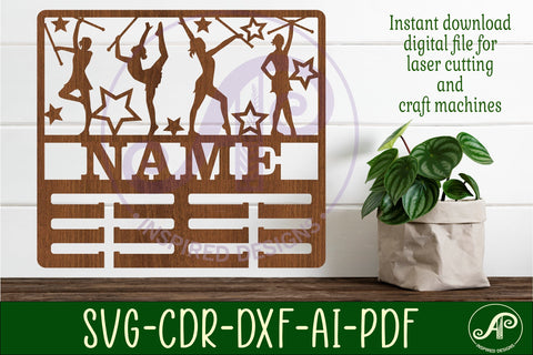Majorette medal holder Name svg laser cut SVG APInspireddesigns 