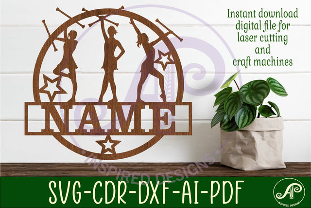 Majorette Name sign svg laser cut template SVG APInspireddesigns 