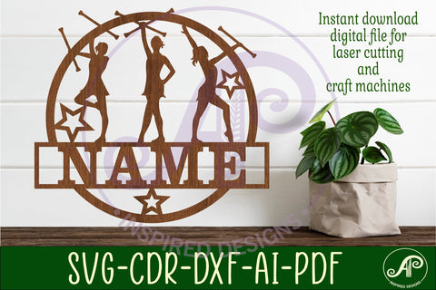 Majorette Name sign svg laser cut template SVG APInspireddesigns 