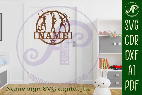 Majorette Name sign svg laser cut template SVG APInspireddesigns 