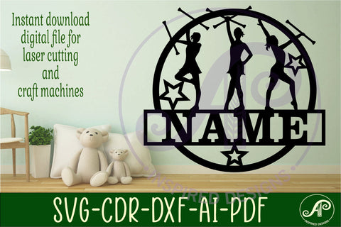 Majorette Name sign svg laser cut template SVG APInspireddesigns 