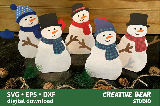 Make A Snowman Kids Paper Craft SVG Creative Bear Studio 