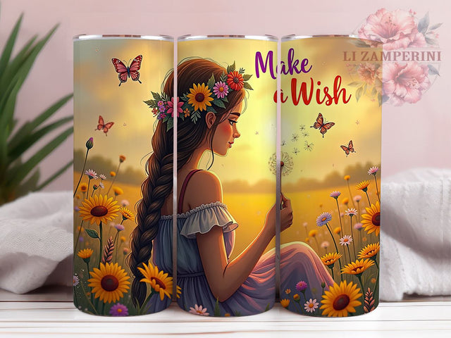 Make a Wish Tumbler, Inspirational Tumbler, 20oz Sublimation, PNG Tumbler, Positive Quotes, Motivational Design, Self Love Tumbler, Dream Big Design Sublimation Li Zamperini 
