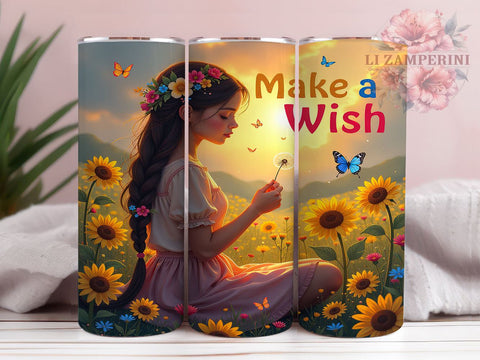 Make a Wish Tumbler, Inspirational Tumbler, 20oz Sublimation, PNG Tumbler, Positive Quotes, Motivational Design, Self Love Tumbler, Dream Big Design Sublimation Li Zamperini 
