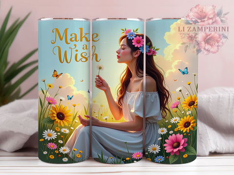 Make a Wish Tumbler, Inspirational Tumbler, 20oz Sublimation, PNG Tumbler, Positive Quotes, Motivational Design, Self Love Tumbler, Dream Big Design Sublimation Li Zamperini 