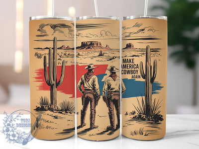 Make America Cowboy 20oz Tumbler, Cowboy Theme Wrap, Western Patriotic Design, Rustic Sublimation Wrap, Country Cowboy Quote, 20oz Tumbler Design, PNG Tumbler Wrap Sublimation ToriDesigns 