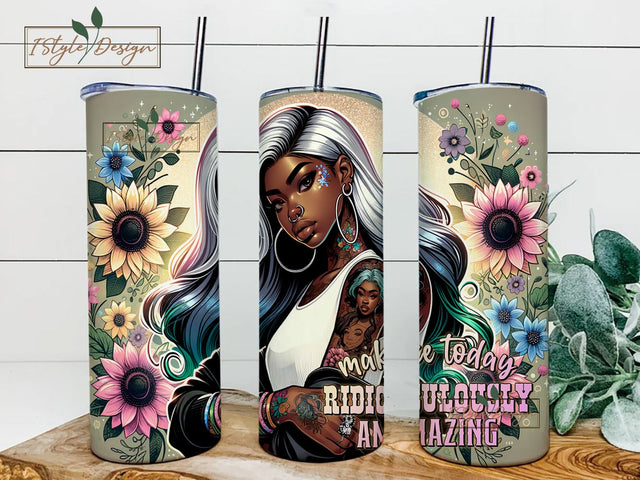 Make Today Ridiculously Amazing 20 oz Skinny Tumbler Sublimation Design Digital Download PNG, Daily Affirmation Tumbler Wrap Design Sublimation iStyleDesign 