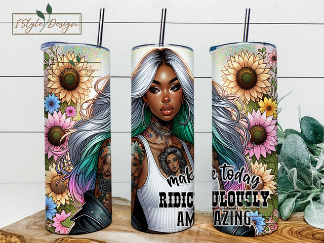 Make Today Ridiculously Amazing 20 oz Skinny Tumbler Sublimation Design Digital Download PNG, Daily Affirmation Tumbler Wrap Design Sublimation iStyleDesign 