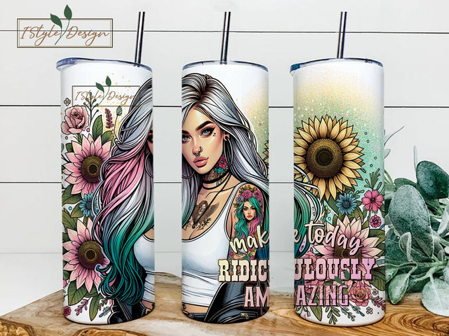 Make Today Ridiculously Amazing 20 oz Skinny Tumbler Sublimation Design Digital Download PNG, Daily Affirmation Tumbler Wrap Design Sublimation iStyleDesign 