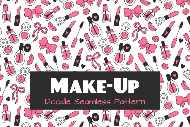 Make-Up Doodle Seamless Pattern JPG PNG EPS Digital Pattern Rin Green 