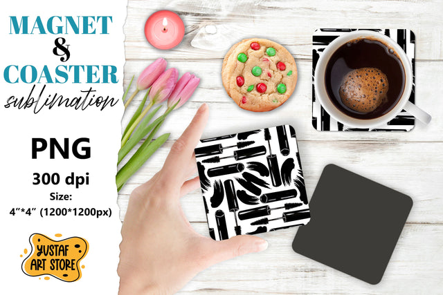 make up magnet design/Make up coaster. Eyelashes mascara Sublimation Yustaf Art Store 