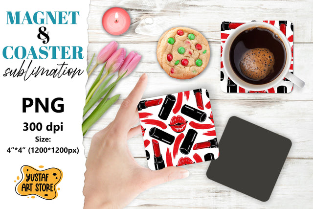 make up magnet design/Make up coaster. Lipstick sublimation Sublimation Yustaf Art Store 