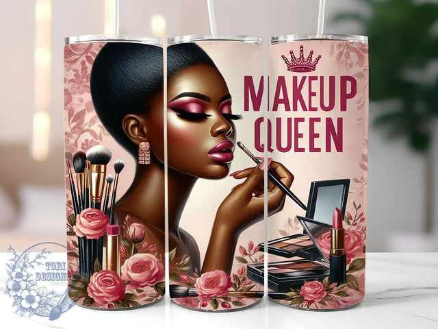 Make Up Queen Fashion Glitter 20oz Skinny Tumbler, Cosmetic Beautiful Tumbler Png, Straight & Tapered Tumbler Wrap, Instant Digital Download Sublimation ToriDesigns 