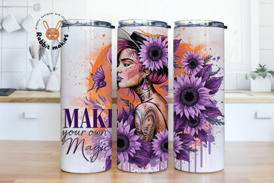 Make Your Own Magic 20oz Skinny Tumbler Wrap, Self Help Png, Mental Health Tumbler, Motivation Sunflowers Tumbler Wrap Sublimation Rabbitmakies 