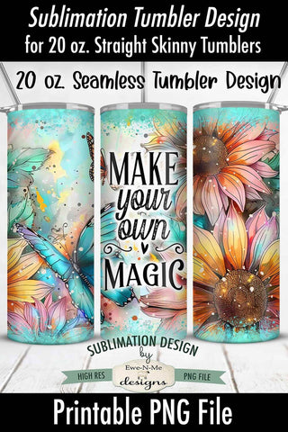 Make Your Own Magic Butterfly 20oz Seamless Tumbler Wrap Sublimation Ewe-N-Me Designs 