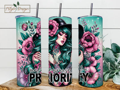 Make Yourself The Priority 20oz Tumbler Wrap, Pastel Sunflowers Sublimation Sublimation iStyleDesign 