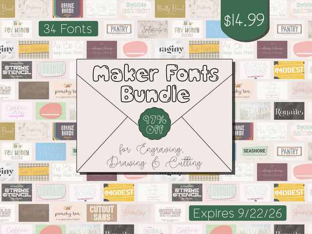 Maker Fonts for Engraving, Drawing & Cutting [Reg $518.74] 97% Off Bundle So Fontsy Design Shop 