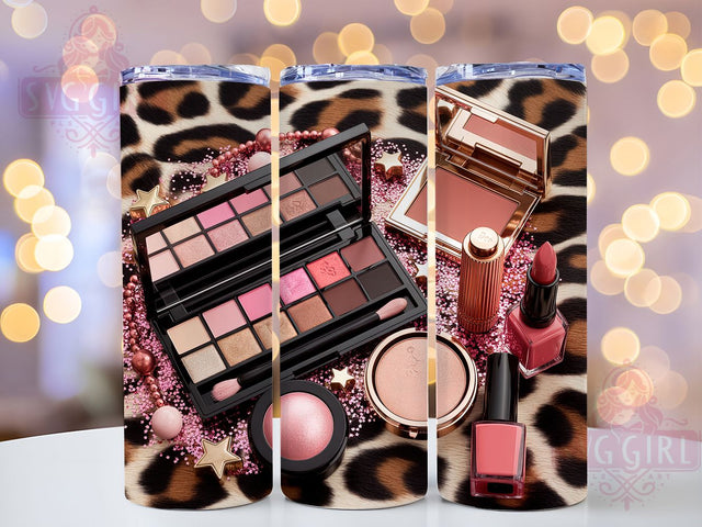 Makeup Artist Glam Beauty Tumbler Wrap, Beauty Lover Drinkware, 20Oz Sublimation Wrap, Glam Cosmetic Cup, Salon Life Gift Idea, Lipstick And Brush Design, Fashionista Coffee Mug Sublimation SvggirlplusArt 