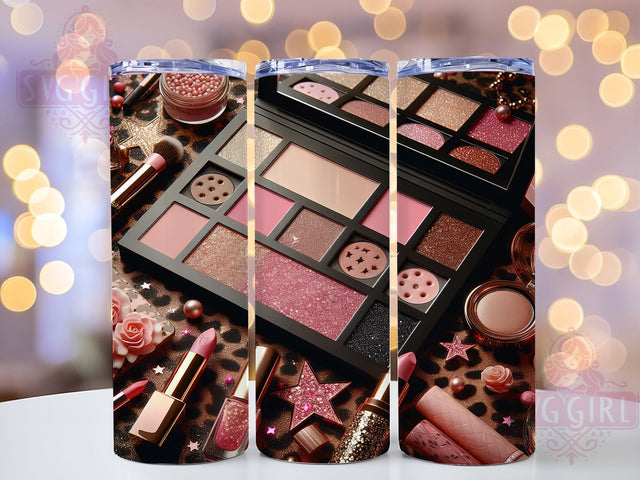 Makeup Artist Glam Beauty Tumbler Wrap, Beauty Lover Drinkware, 20Oz Sublimation Wrap, Glam Cosmetic Cup, Salon Life Gift Idea, Lipstick And Brush Design, Fashionista Coffee Mug Sublimation SvggirlplusArt 