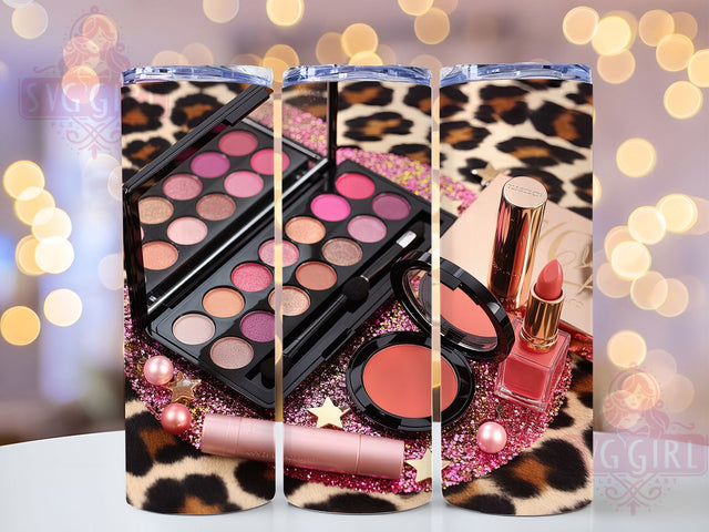 Makeup Artist Glam Beauty Tumbler Wrap, Beauty Lover Drinkware, 20Oz Sublimation Wrap, Glam Cosmetic Cup, Salon Life Gift Idea, Lipstick And Brush Design, Fashionista Coffee Mug Sublimation SvggirlplusArt 