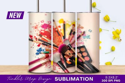 Makeup Brushes And Eyeshadow Tumbler Png Sublimation Regulrcrative 