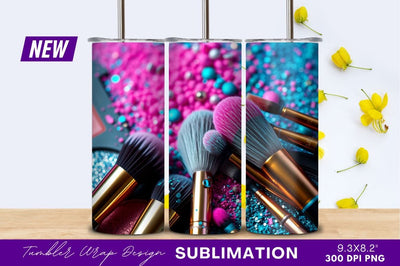 Makeup Brushes With Pink And Turquoise Details Sublimation Regulrcrative 