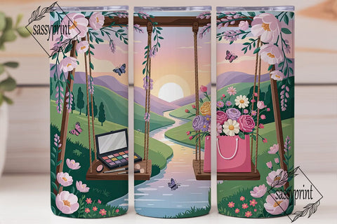 Makeup & Flowers Swing 20oz Tumbler Wrap Sublimation sassyprint 