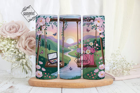 Makeup & Flowers Swing 20oz Tumbler Wrap Sublimation sassyprint 