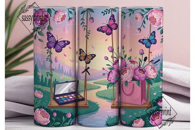Makeup & Flowers Swing 20oz Tumbler Wrap Sublimation sassyprint 