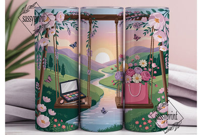 Makeup & Flowers Swing 20oz Tumbler Wrap Sublimation sassyprint 