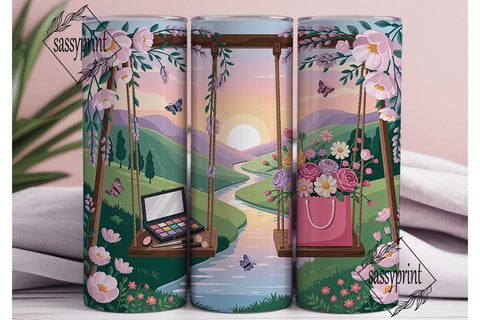 Makeup & Flowers Swing 20oz Tumbler Wrap Sublimation sassyprint 