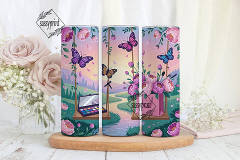 Makeup & Flowers Swing 20oz Tumbler Wrap Sublimation sassyprint 