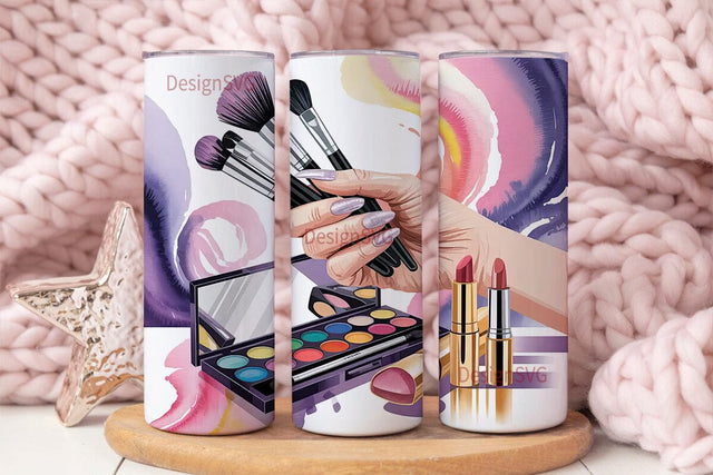 Makeup Glam 20oz Tumbler Wrap Sublimation DesignSVG 