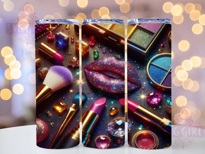Makeup Glam Pink Gold Tumbler Wrap, Glam Tumbler Wrap, Pink Gold Aesthetic Cup, 20oz Beauty Gift, Cosmetic Artist Tumbler, Bling Tumbler Design, Girly Glam Sublimation Sublimation SvggirlplusArt 