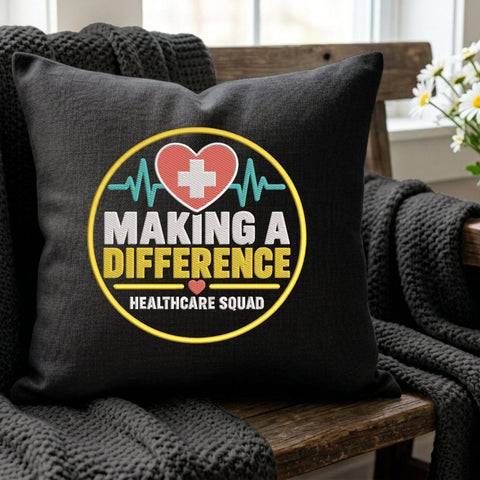 Making a Difference Healthcare Embroidery Design – Healthcare Squad Medical Heartbeat Machine Embroidery File Embroidery/Applique DESIGNS PatternFeed8 