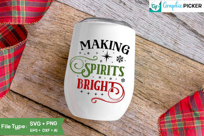 Making Spirits Bright SVG Design, Christmas Wine SVG Design, Christmas SVG Cut File, Christian Round Ornaments, Nativity Christmas SVG Design, Christmas Wine SVG Design SVG DesignPlante 503 