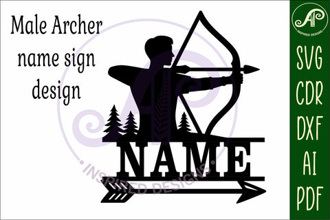 Male Archer, Archery name wall art sign SVG APInspireddesigns 