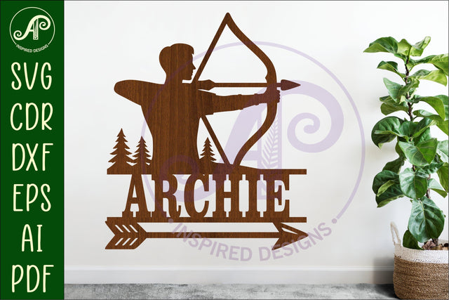 Male Archer, Archery name wall art sign SVG APInspireddesigns 
