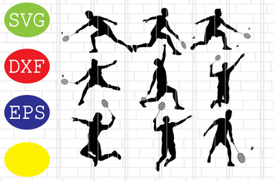 Male Badminton Player Svg, Badminton Clipart, Shuttlecock Svg, Badminton Racket Svg, Jpg, Eps, Dxf Files SVG DigitalSvgFiles 
