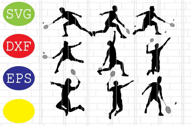 Male Badminton Player Svg, Badminton Clipart, Shuttlecock Svg, Badminton Racket Svg, Jpg, Eps, Dxf Files SVG DigitalSvgFiles 