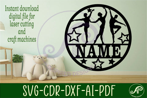 Male Ballet dancer name sign svg laser cut template SVG APInspireddesigns 