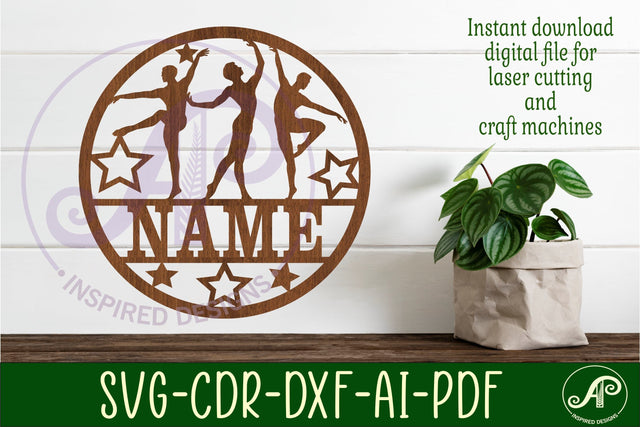 Male Ballet dancer name sign svg laser cut template SVG APInspireddesigns 