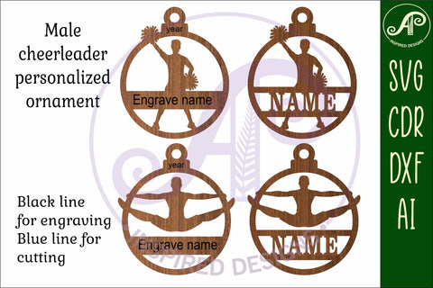 Male Cheerleading Christmas Ornament SVG laser cut SVG APInspireddesigns 