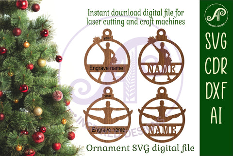 Male Cheerleading Christmas Ornament SVG laser cut SVG APInspireddesigns 